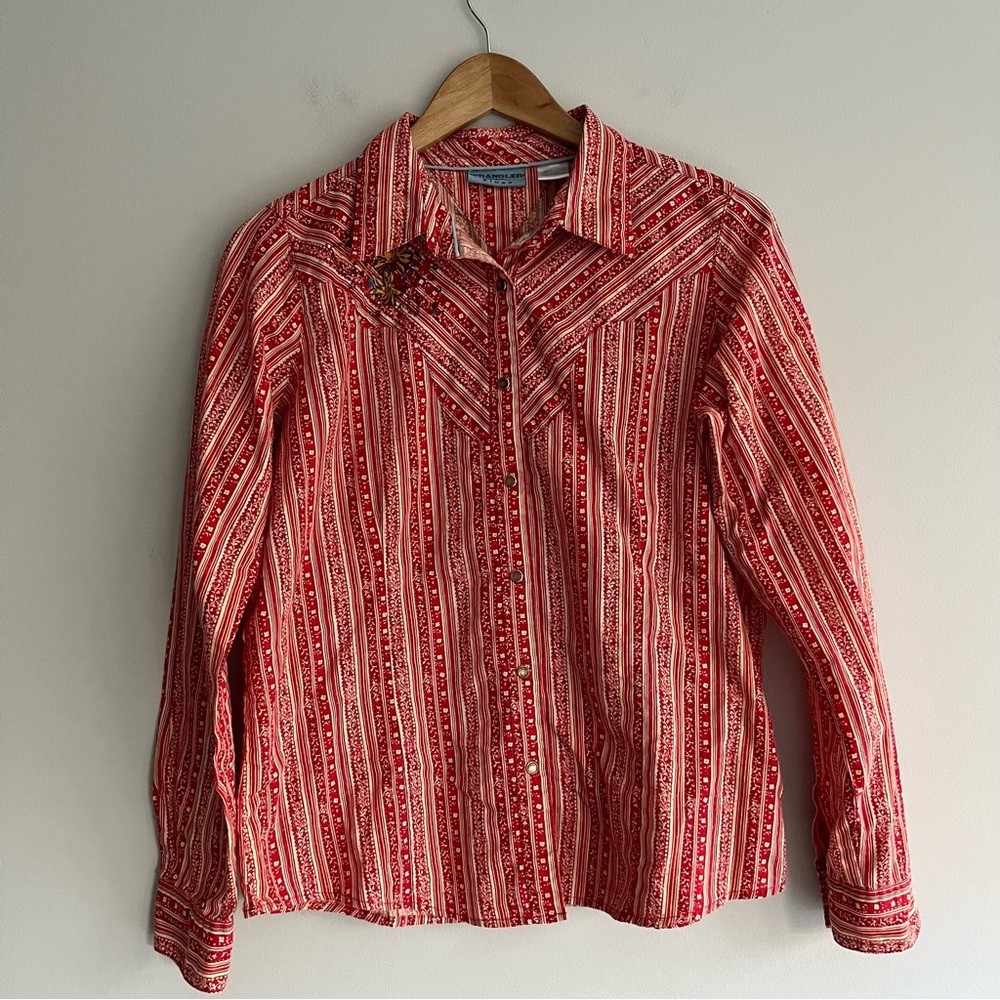 Wrangler Blues Red Western Women’s Shirt with Embroidery Large